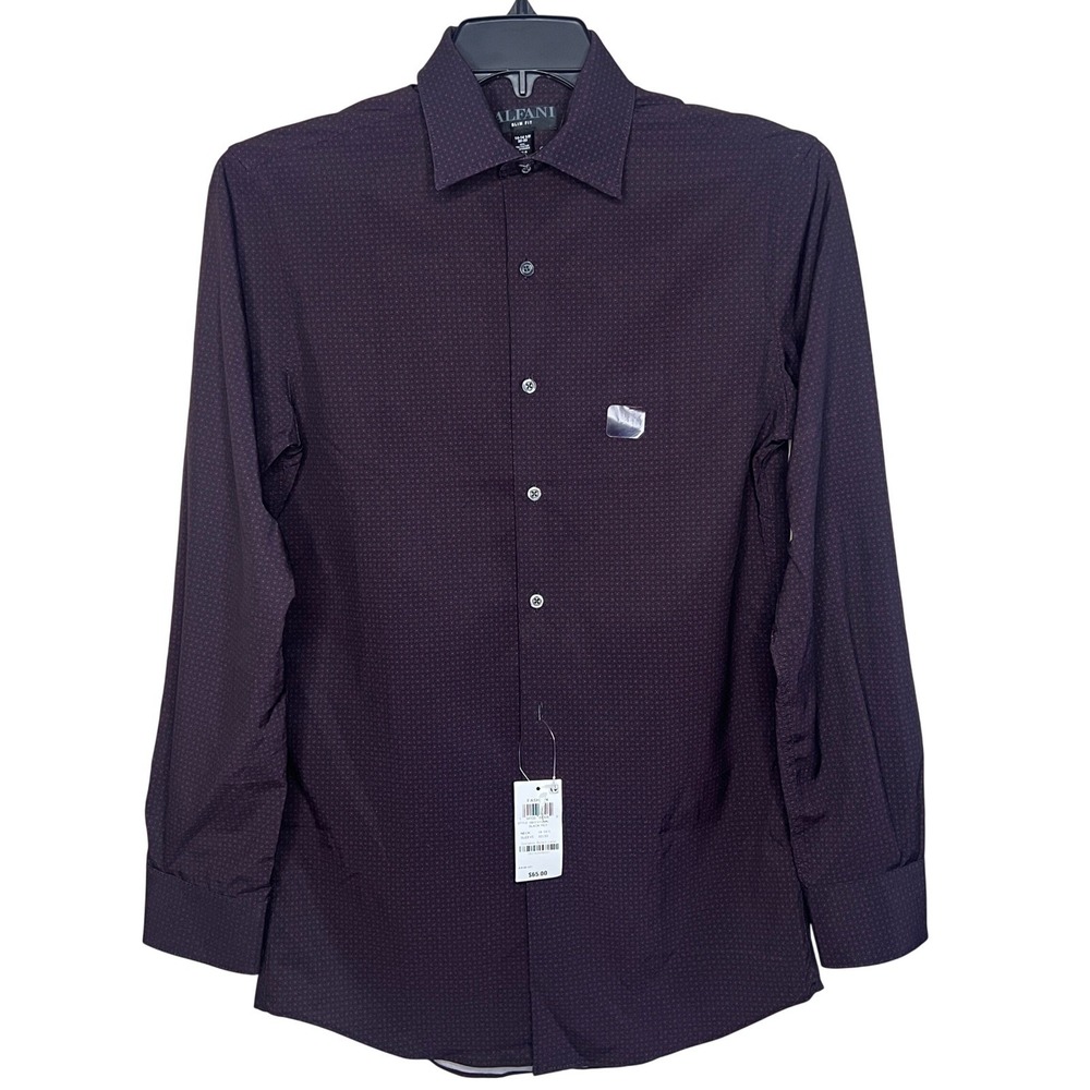 NEW Alfani Mens Slim Fit Dress Shirt Geometric Button Down Size 14-14 1/2 32/33